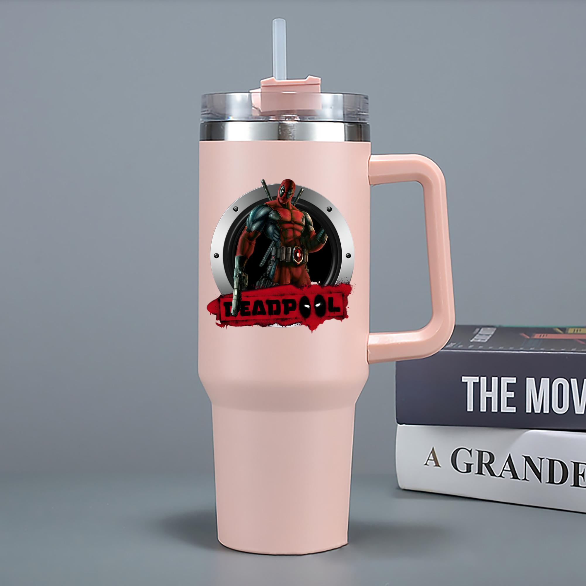 （画像用） Deadpool デッドプール 1200mL車用タンブラー - クリスタルステッカー（プラスチックストロー付き）